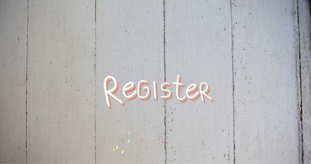 Neon Sign Register on White Background with Festive Confetti Highlights