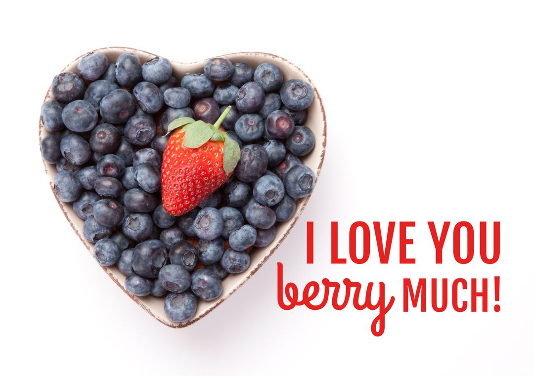 Heart Bowl Filled with Berries and Whimsical Love Message