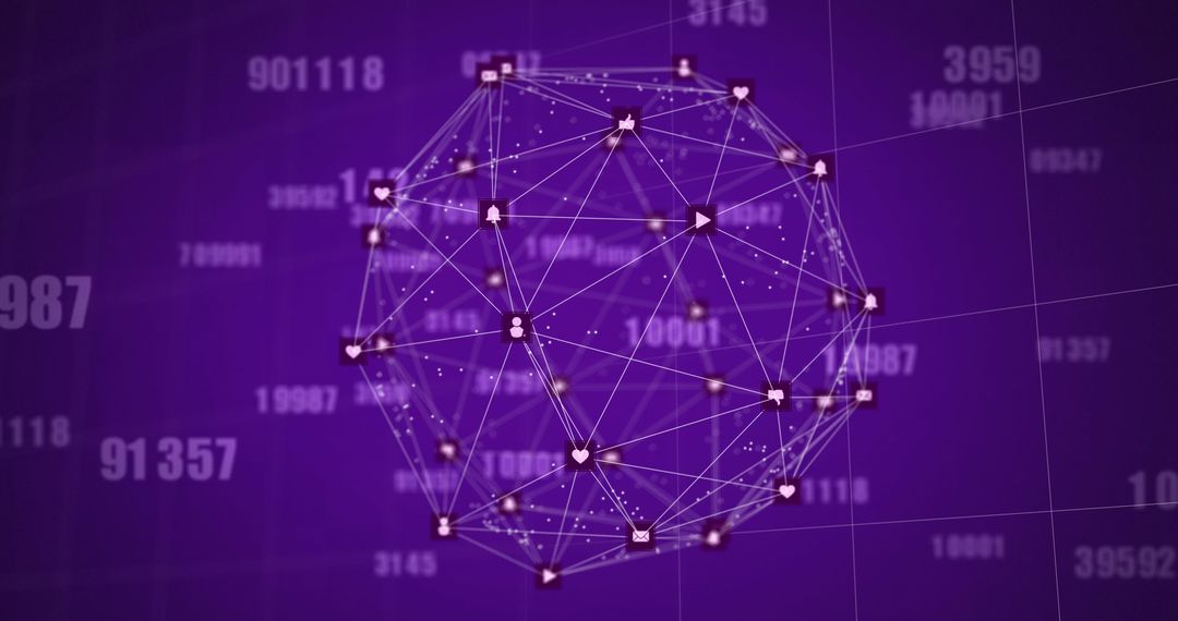 Globe of Digital Network Connections on Purple Background
