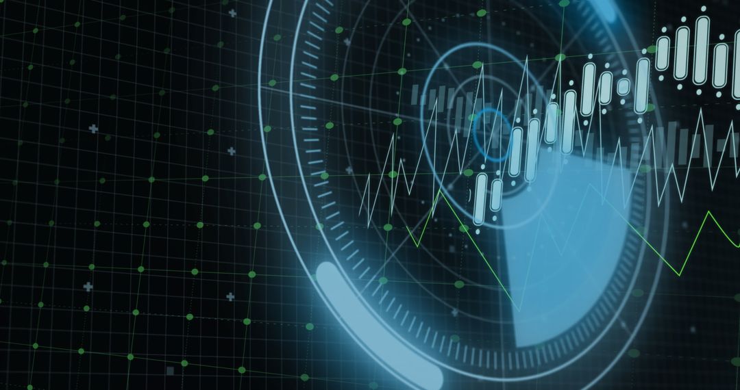 Digital Data Processing Elements Over Black Background