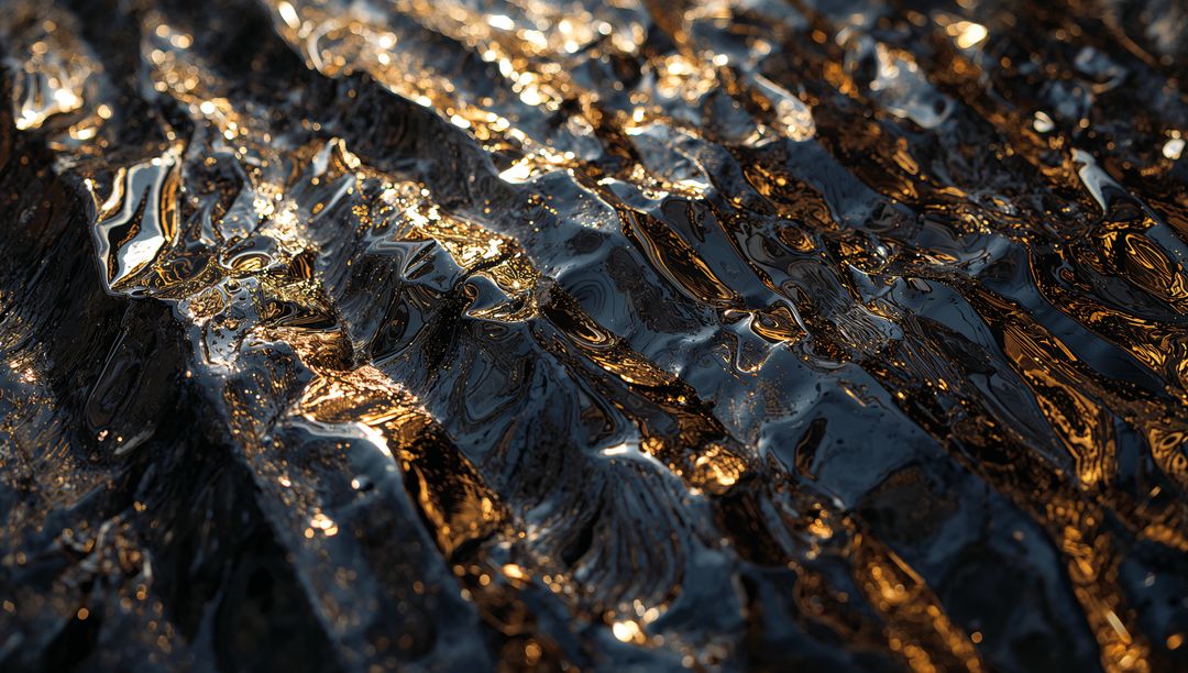 Glinting Ridged Glossy Surface Reflecting Warm Gold Light
