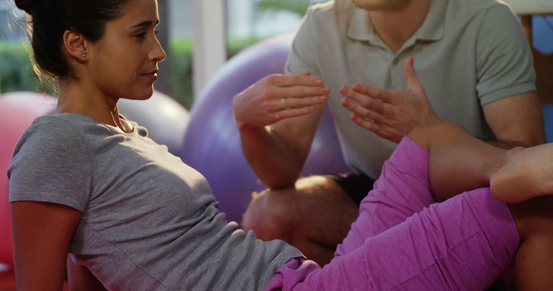 Motivated Woman in Active Physical Therapy Session - Free Images, Stock Photos and Pictures on Pikwizard.com