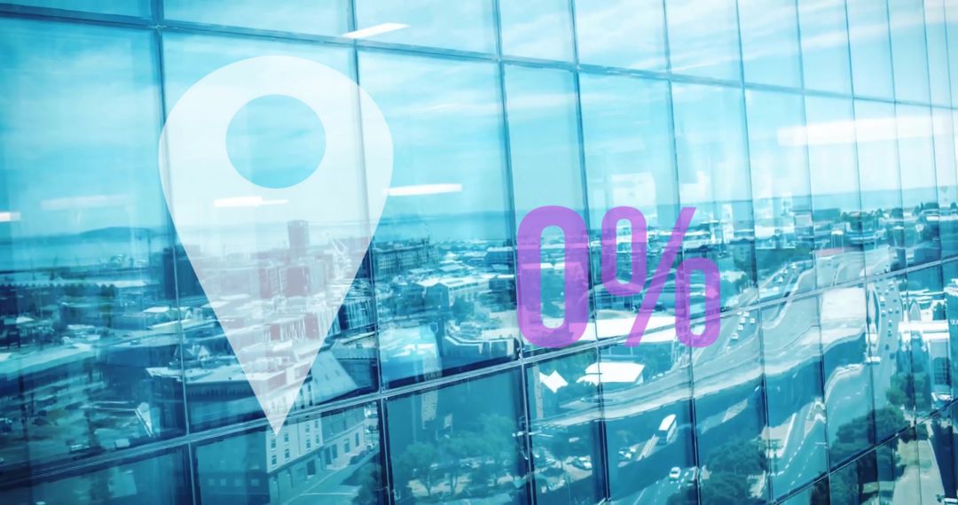 Digital Location Pin and Data Concept Over Modern Cityscape