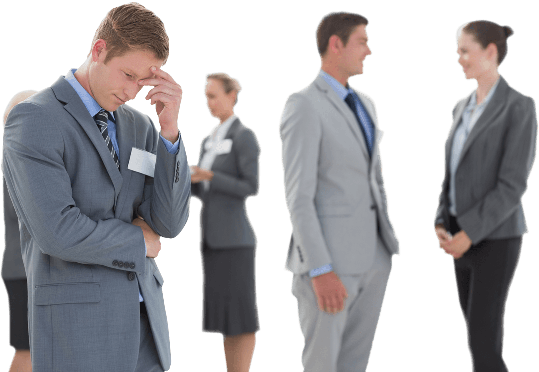 Business Professionals Conversing on Transparent Background