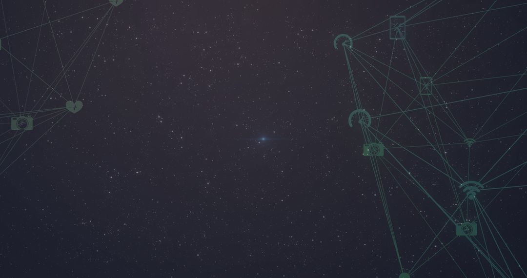 Digital Network Nodes in Starry Night Sky