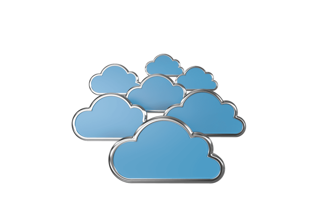 Blue Digital Clouds on Transparent Background Illustration