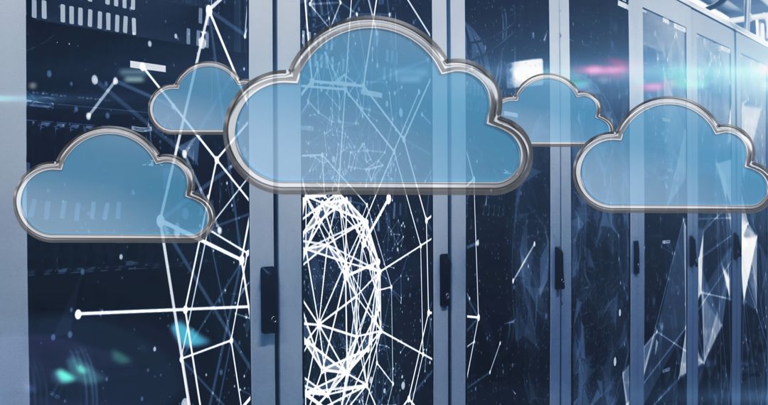 Cloud Computing Over Network Servers Represents Digital Connectivity