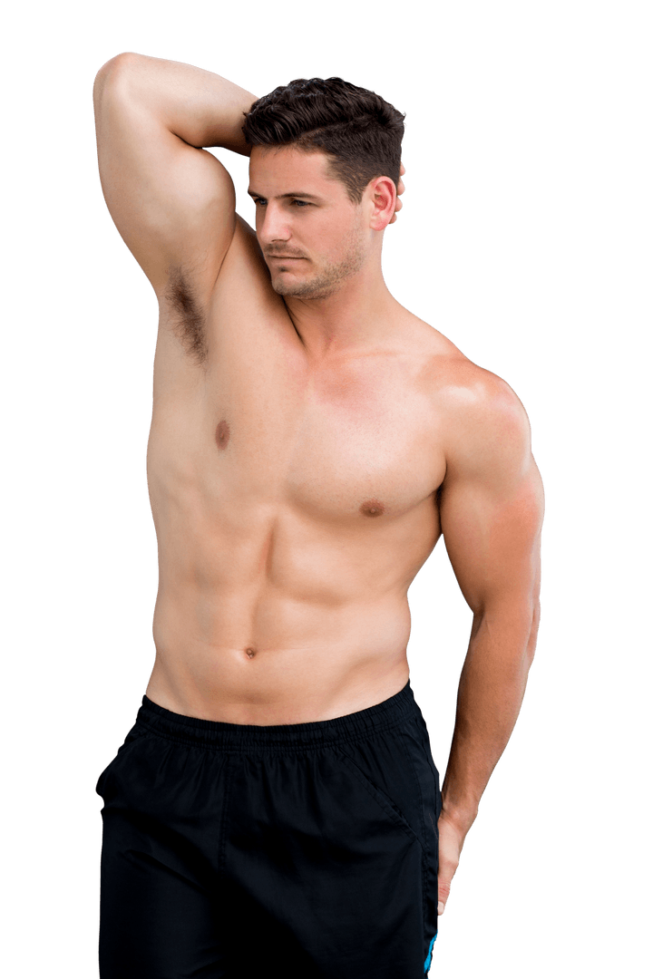 Athletic Sportsman on Transparent Background Showing Fitness