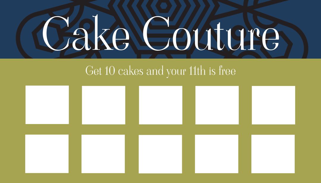 Cake Couture Loyalty Card Template With Geometric Design - Download Free Stock Templates Pikwizard.com
