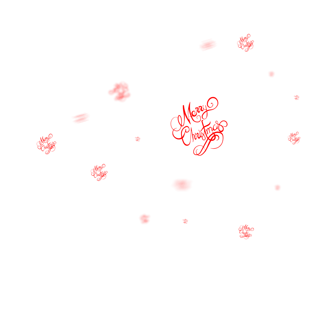Merry Christmas Text with Red Decorations on Transparent Background