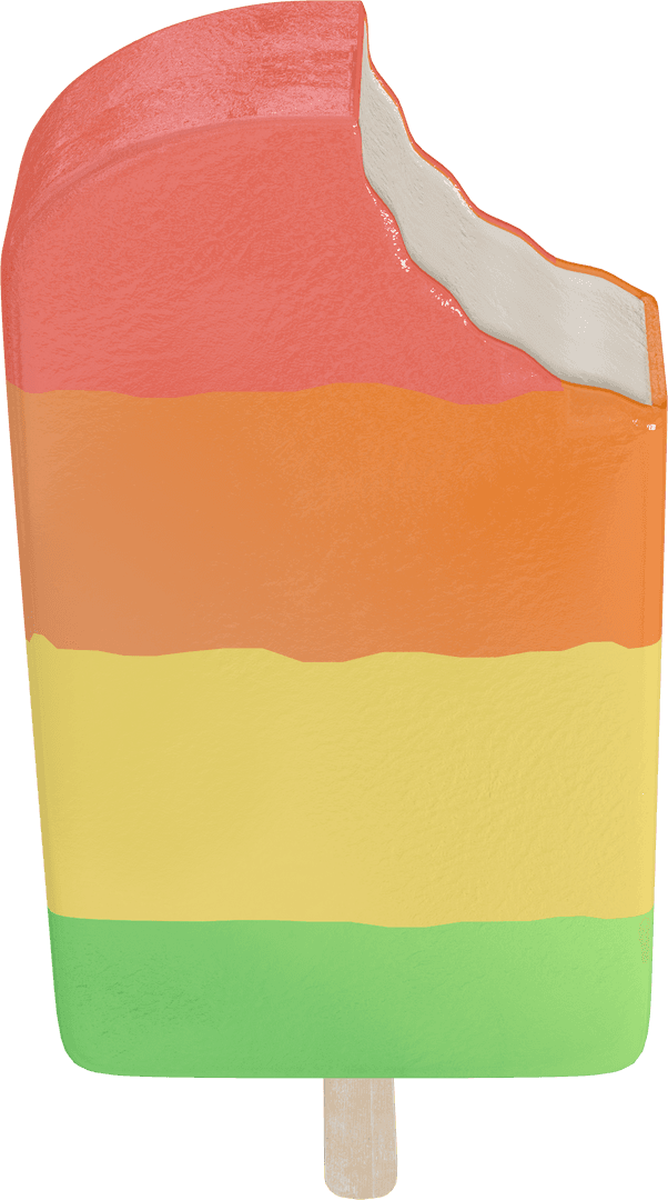 Transparent Rainbow Ice Cream Pop with Bite Missing