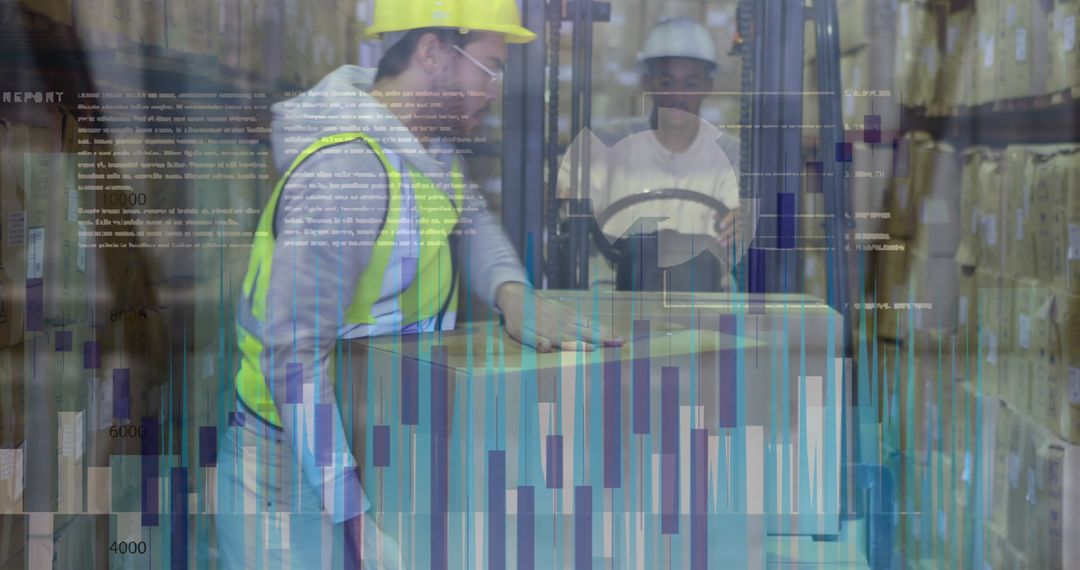 Warehouse Logistician Overseeing Operations with Digital Data Interface