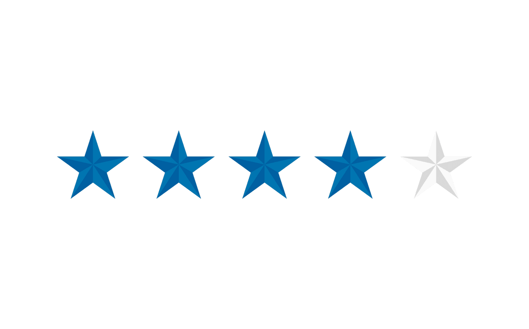 Transparent Blue and White Star Rating Icon for Reviews and Feedback