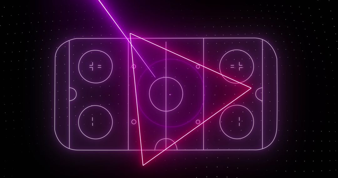 Digital Ice Hockey Rink with Neon Data Visualizations