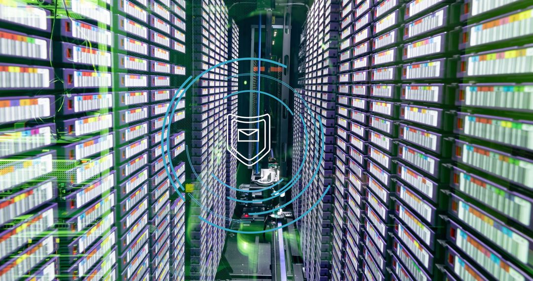 Server Room Technology with Digital Protection Concept