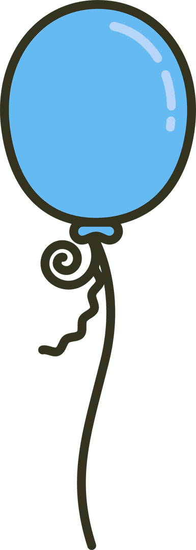 Big Blue Balloon Illustration on Transparent Background