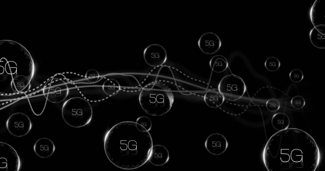 Abstract 5G Network Connectivity on Black Background