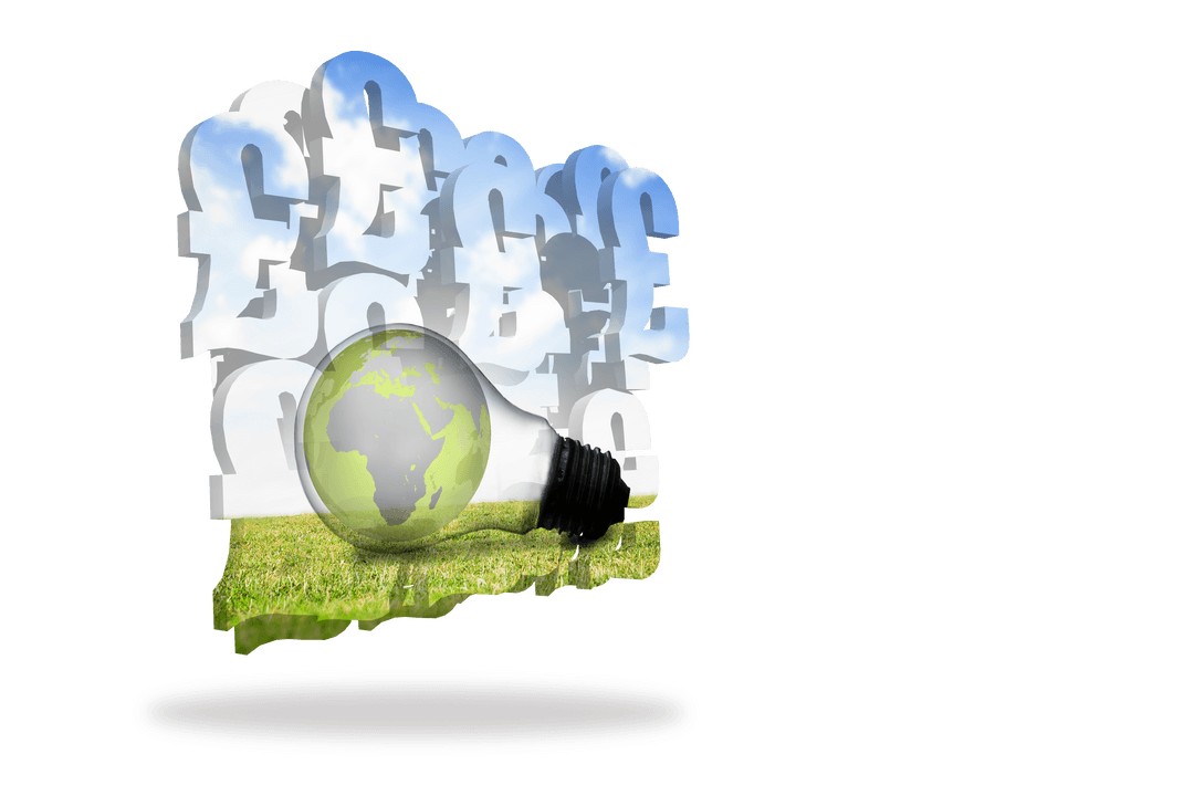 Transparent Light Bulb Encompassing Earth on Mod Screen Graphic