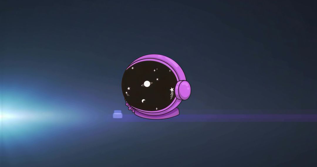 Purple Astronaut Helmet Floating in Dimensional Space