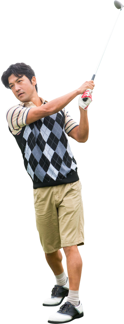 Asian Male Golf Player Swinging Club on Transparent Background - Download Free Stock Images Pikwizard.com