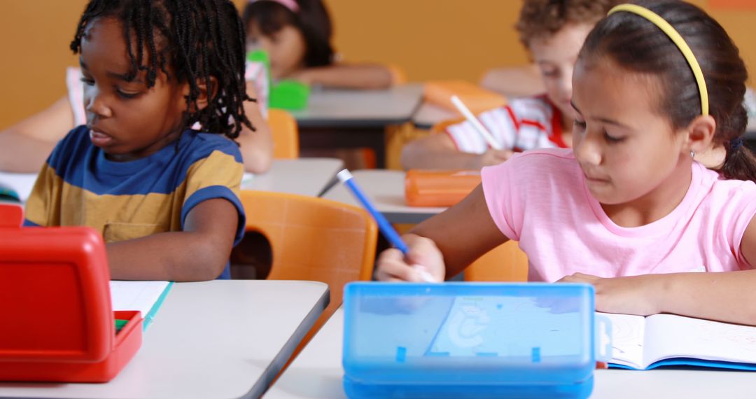 Focused Students Engaged in Classroom Activities