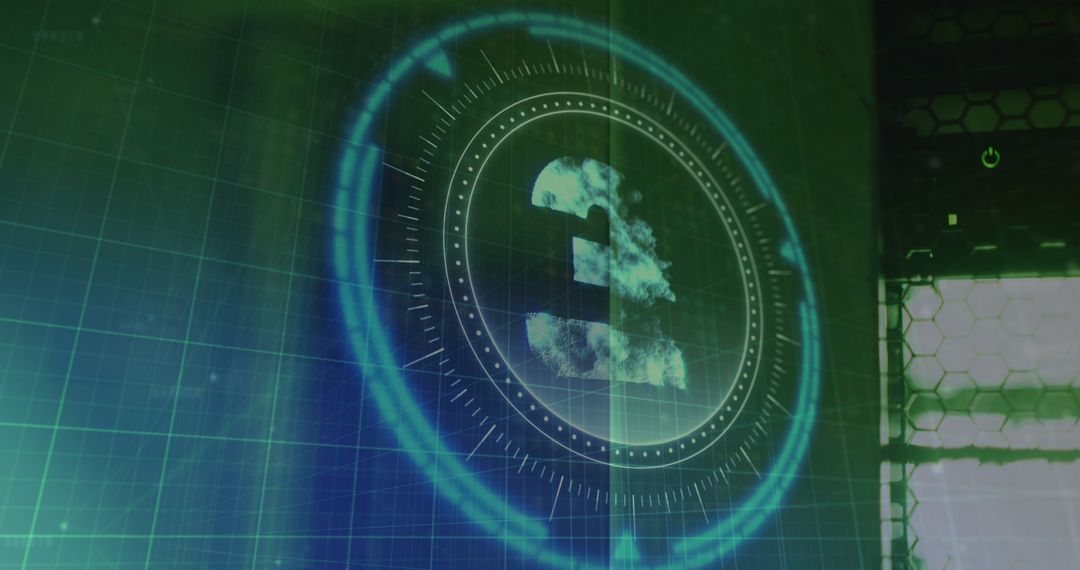 Digital Pound Symbol on Cyber Security Interface Background