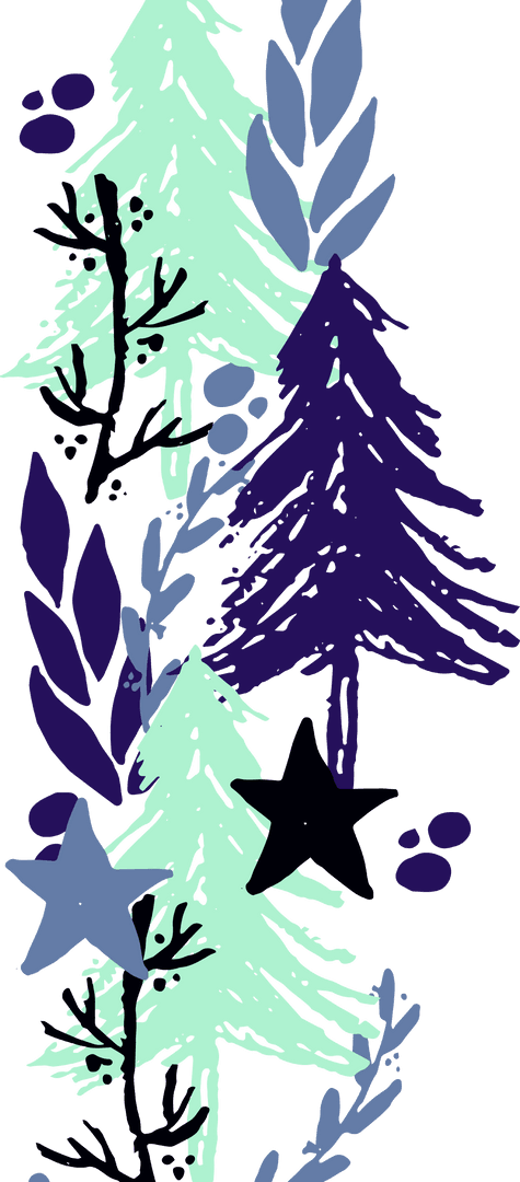 Transparent Layered Forest with Vibrant Botanical Elements