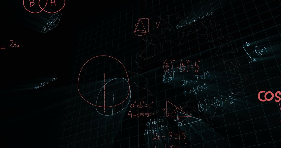 Digital Mathematical Equations on Abstract Grid Background