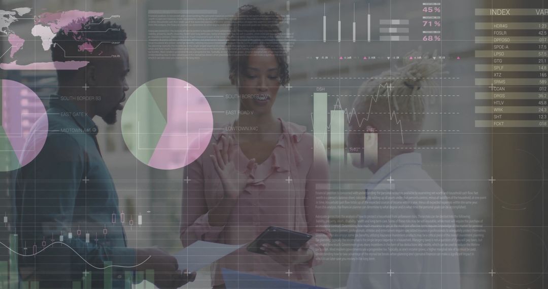 Diverse Colleagues Discussing Data in Technology-Focused Office