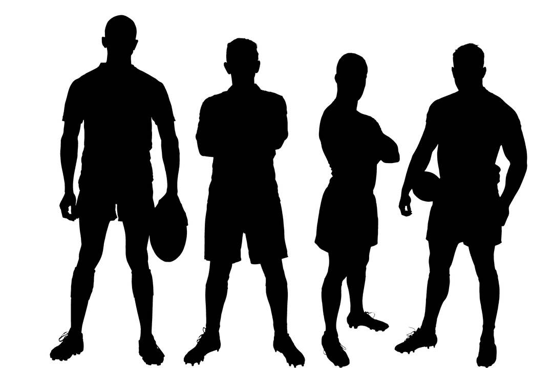 Silhouettes of Active Men on Transparent Background