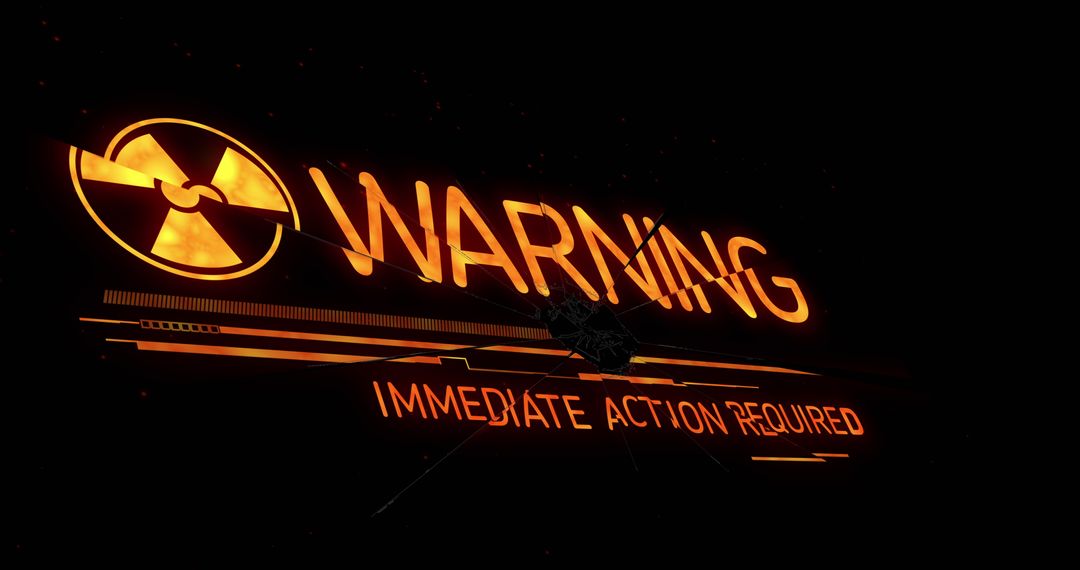 Urgent Warning with Biohazard Symbol on Dark Background