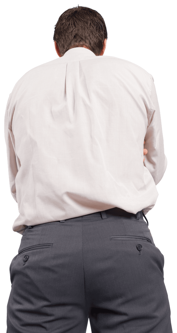 Rear View of Businessman on Transparent Background Isolated