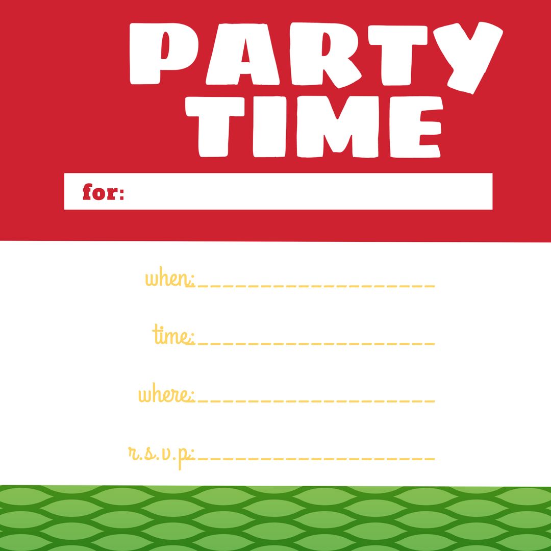 Colorful PARTY TIME Customizable Invitation for Events - Download Free Stock Templates Pikwizard.com