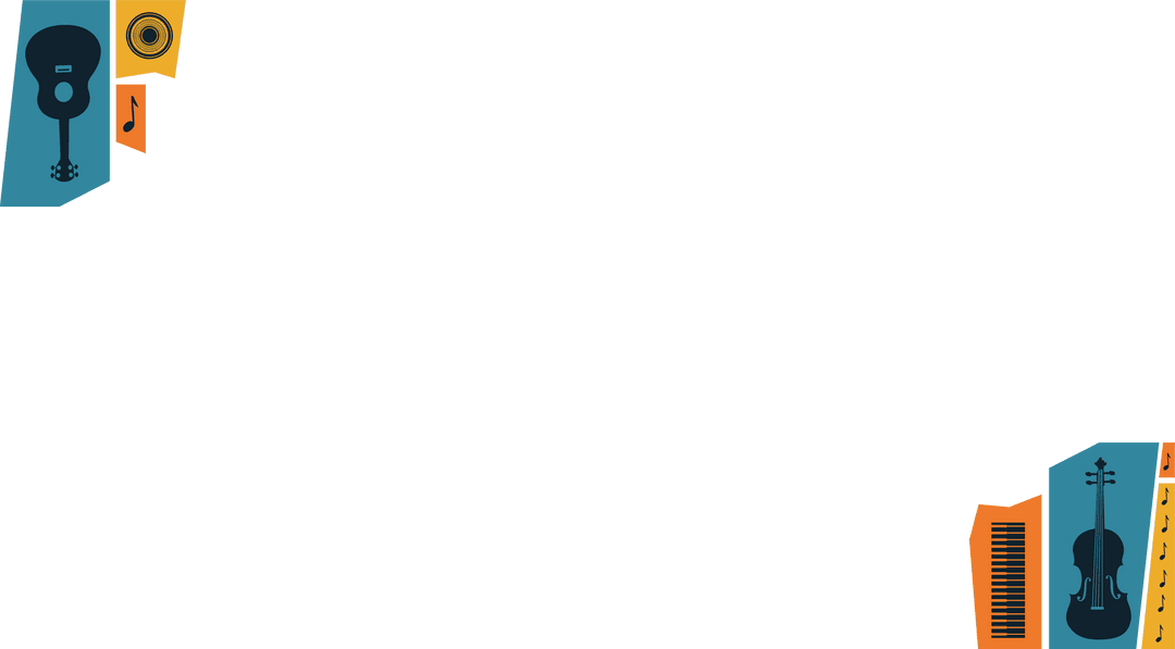 Music Themed Border with Icons on Transparent Background for Designs