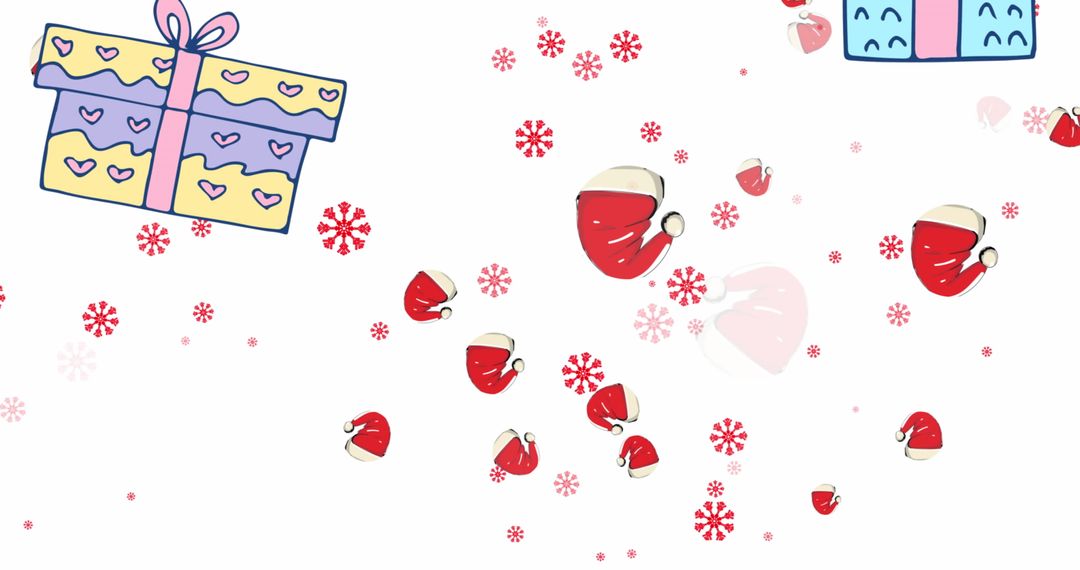 Festive Christmas Elements with Snowflakes and Gift Boxes