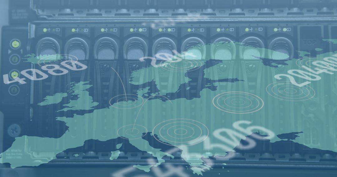Global Cyber Networking on Tech Machine Background