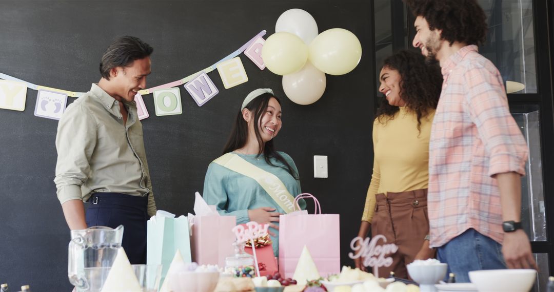 Colleagues Celebrating Baby Shower at Office Gathering