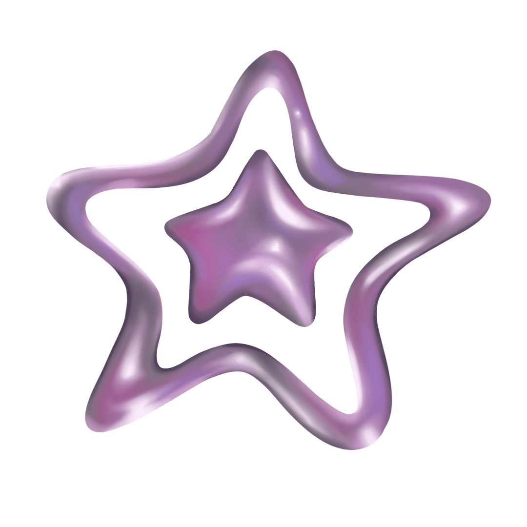 Stylized 3D Metallic Star on Transparent Background