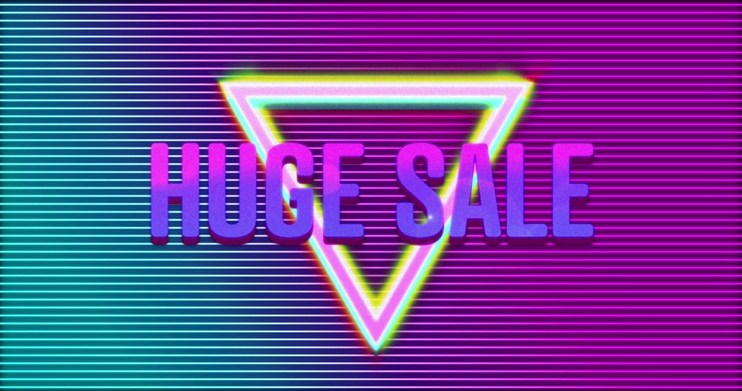 Retro Neon Huge Sale Promo with Triangle and Lines