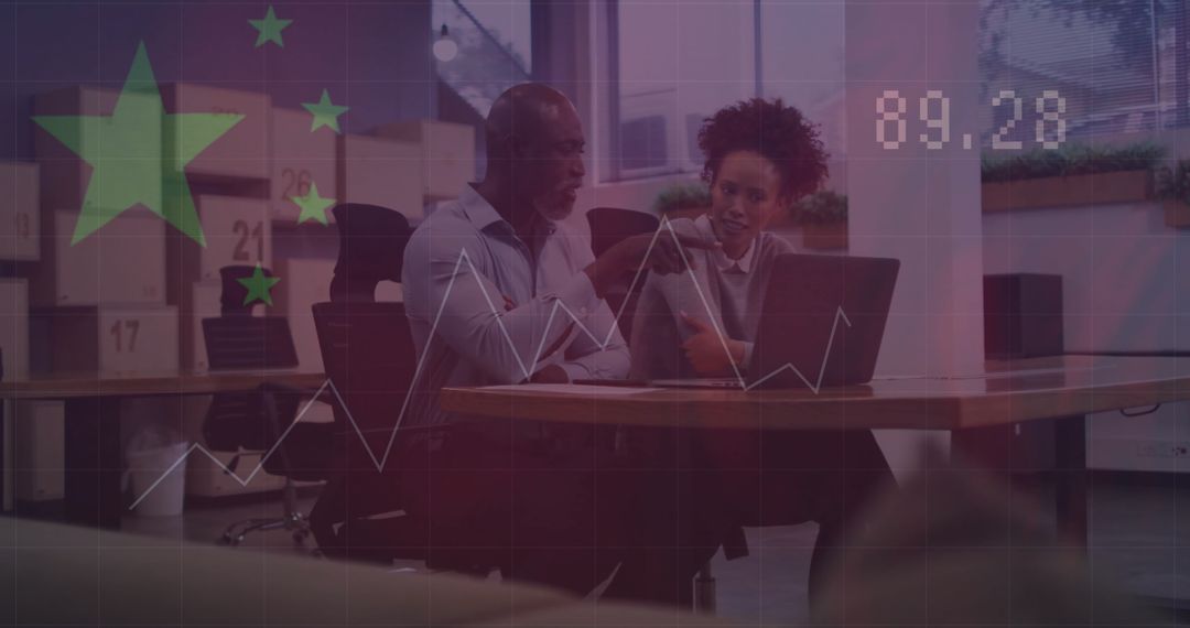 Colleagues Analyzing Data with Digital China Concept