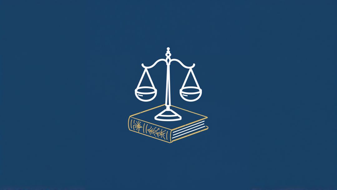 Elegant Scales of Justice Emblem on Deep Blue