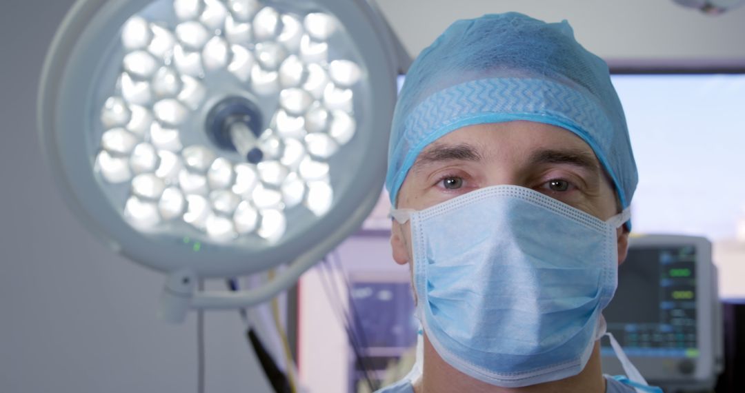 Surgeon Wearing Protective Mask and Cap in Operating Room - Free Images, Stock Photos and Pictures on Pikwizard.com