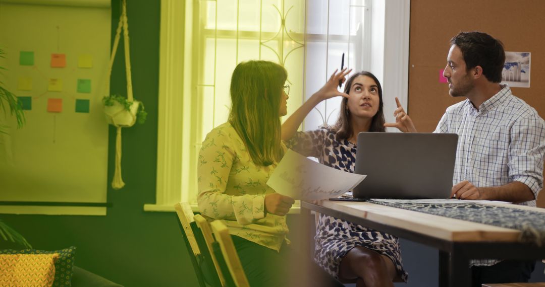 Team Brainstorming Creative Ideas in Bright Office Environment