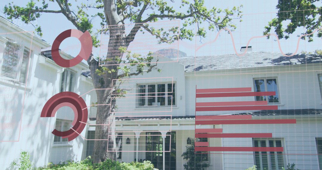 Digital Data Visualization Over Luxury Home