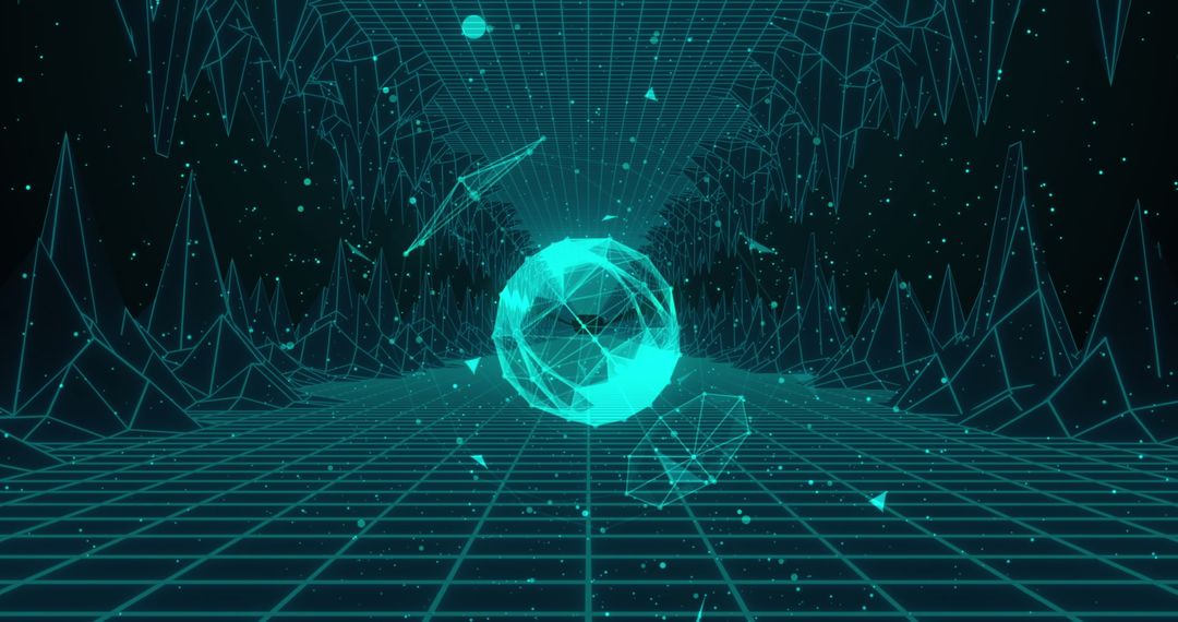 Futuristic Digital Sphere in Abstract Landscape