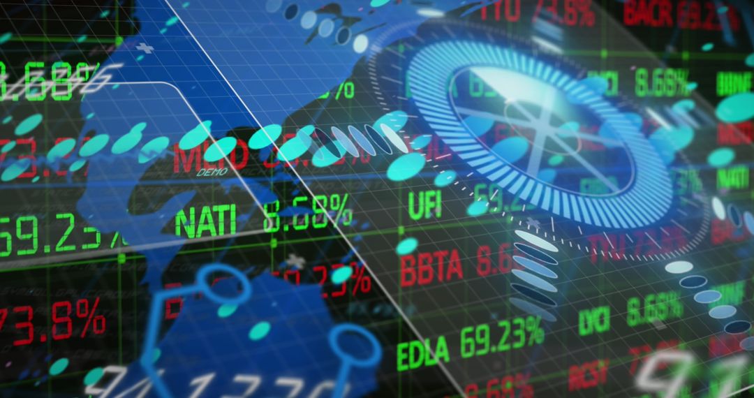 Futuristic Trading Interface with Stock Tickers