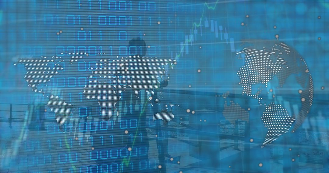 Businessman Navigating Digital World with Global Data Theme