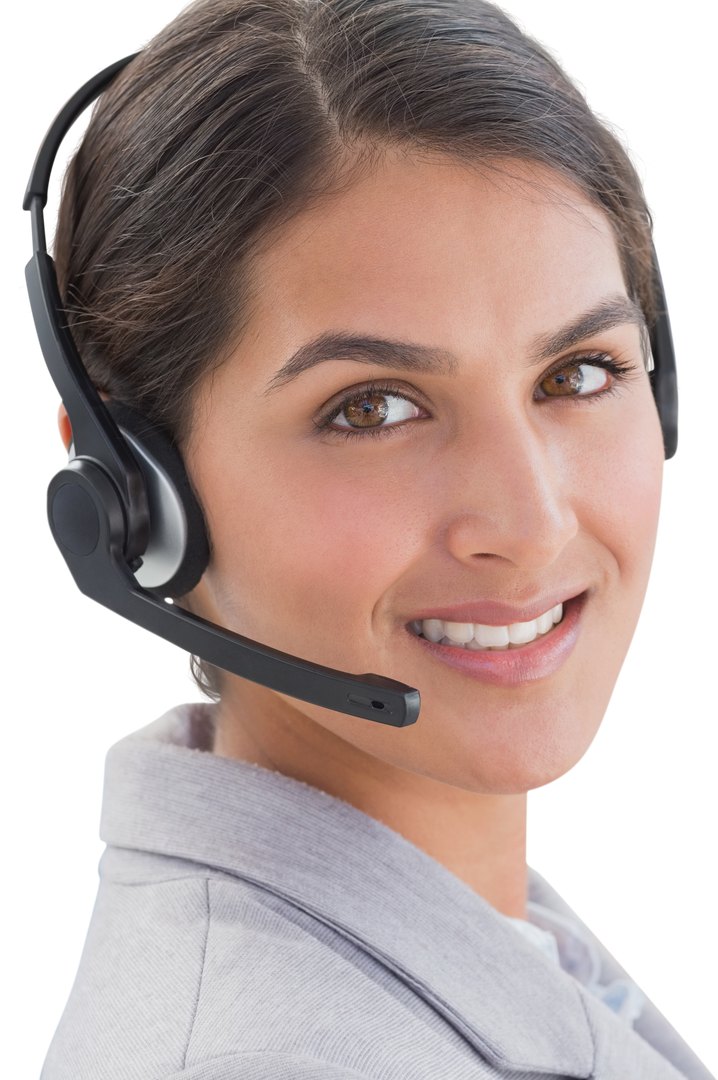 Smiling Businesswoman in Call Center with Phone Headset Close-Up Transparent - Download Free Stock Images Pikwizard.com