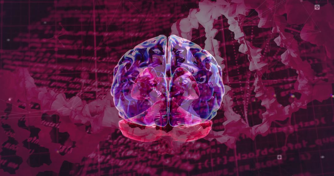 Human Brain with DNA Strands and Data Processing Imagery