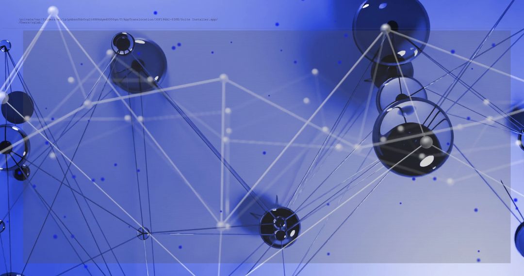 Digital Data Networks and Connections Over Blue Background